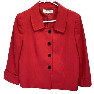 Tahari Arthur S Levine Women's Blazer 10P Red 3/4 Sleeve Short Career Lined